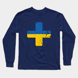 Cross of Ukraine, Vintage Ukraine flag Long Sleeve T-Shirt